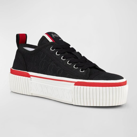 Christian Louboutin Shoes - Christian Louboutin SUPER PEDRO Jacquard Monogram CL Logo Platform Sneakers
